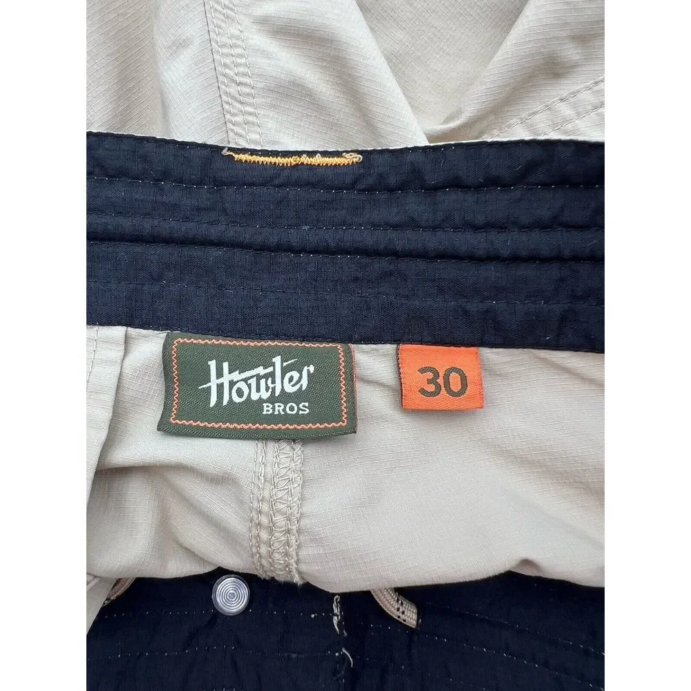 Howler Brothers Horizon Hybrid Shorts Men's 30‎ Tan Brown Cargo Ripstop Nylon